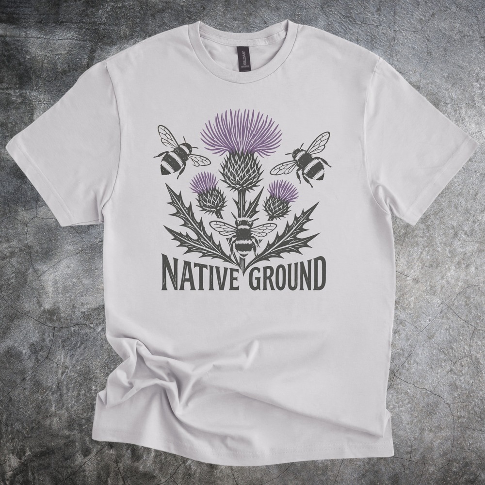 Native Ground Thistle with Three Bumblebees Tee - Picture 3 of 5